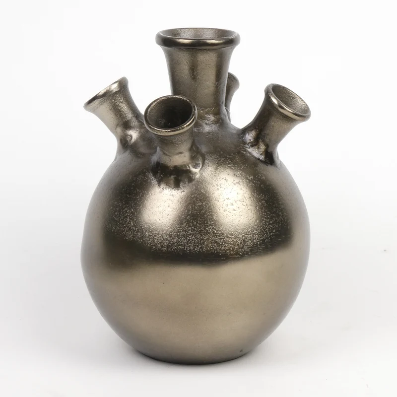 Ausgießer Vase Aluminium Antik Nickel 28cm