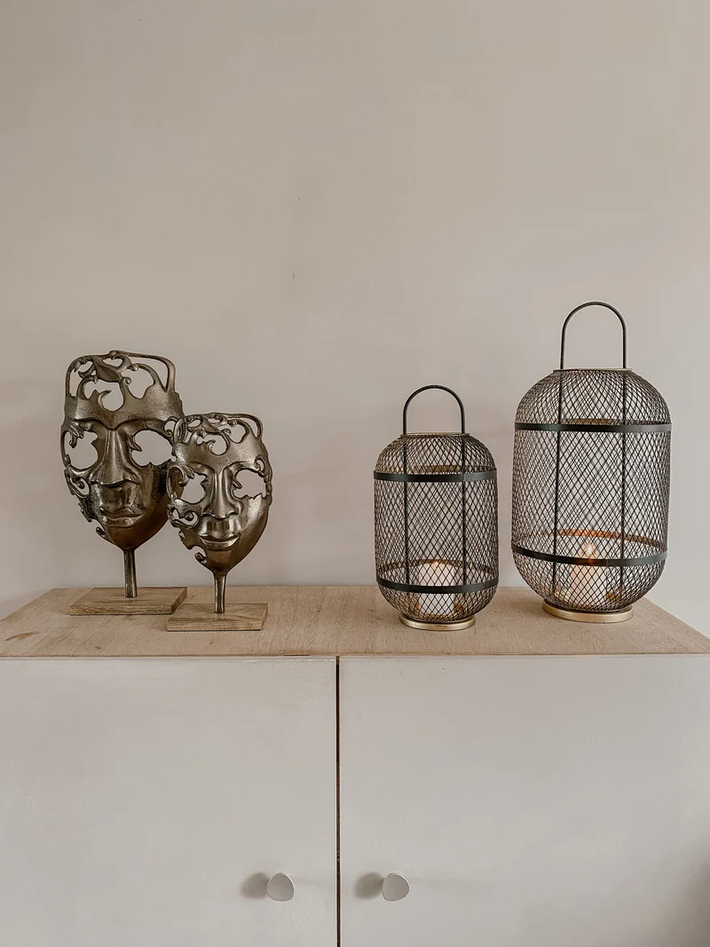 Aluminium Skulptur ''Gesicht'' Antikes Nickel 23x10x45cm auf Mann