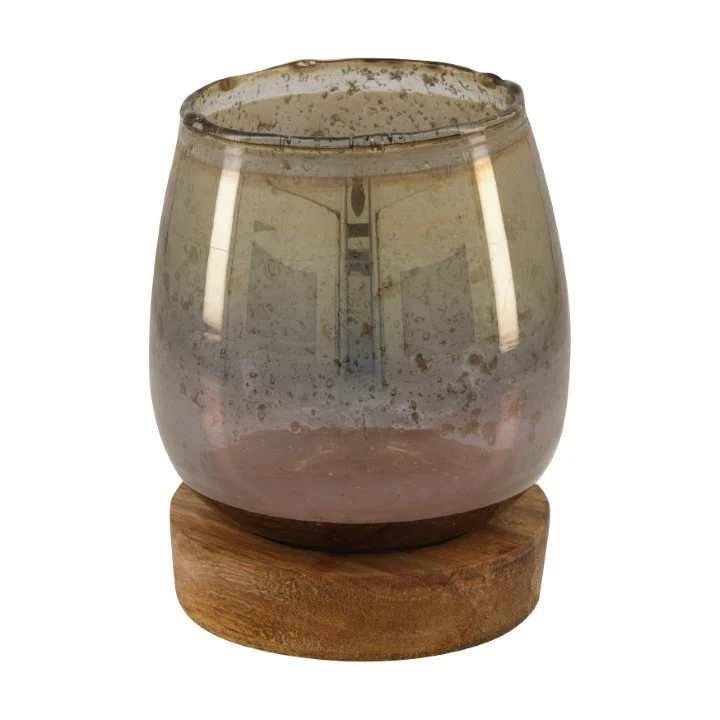 Teelichthalter Glas 10x10x16cm Grau