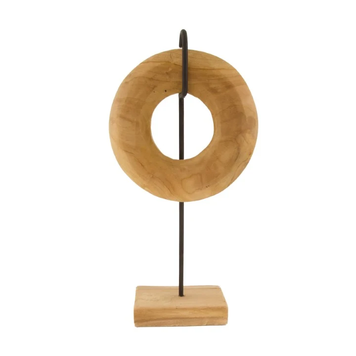 Statue Kreis Teakholz 22x10x44cm Schwarz