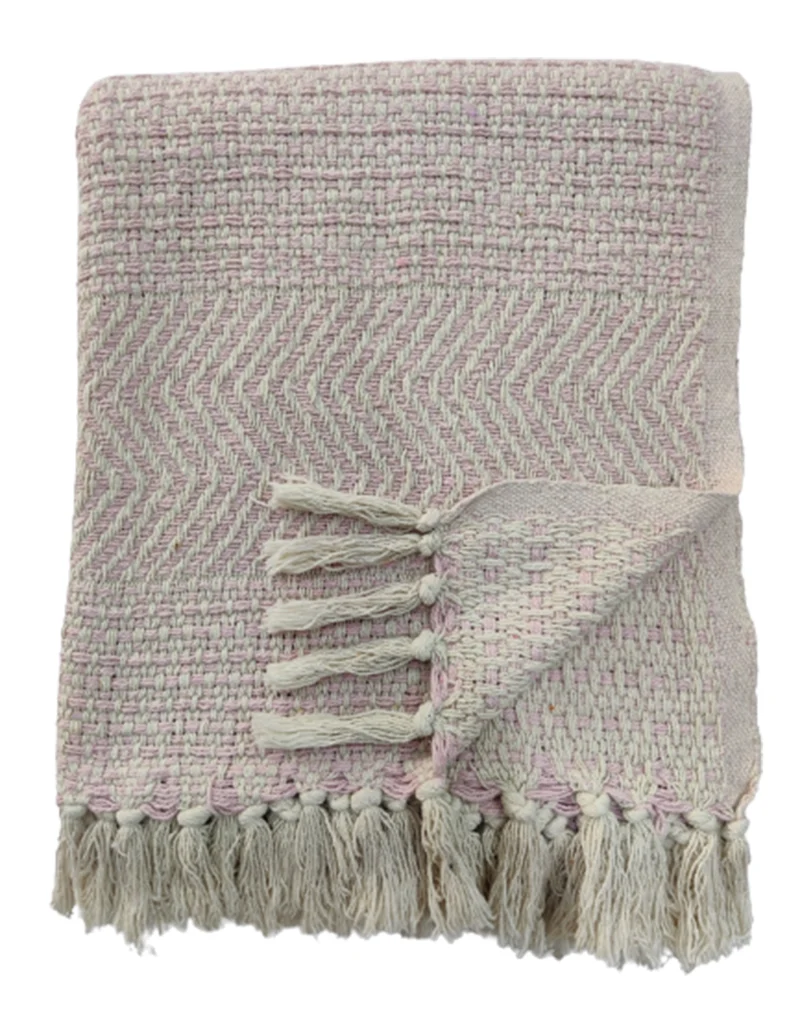 Plaid Nazca Recycelte Baumwolle 150x125cm Braun/Weiß