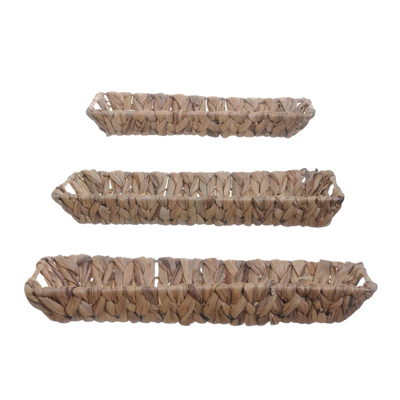 S/3 Korb Wasserhyazinthe m/Deckel D36 H31cm Natur