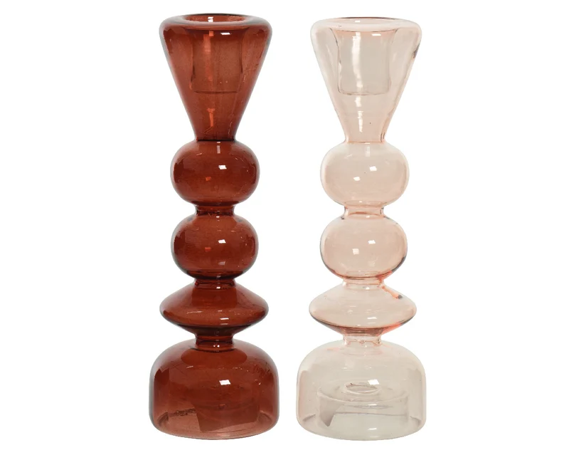 Kerzenleuchter Glas 2 Farben sortiert H19 D6cm