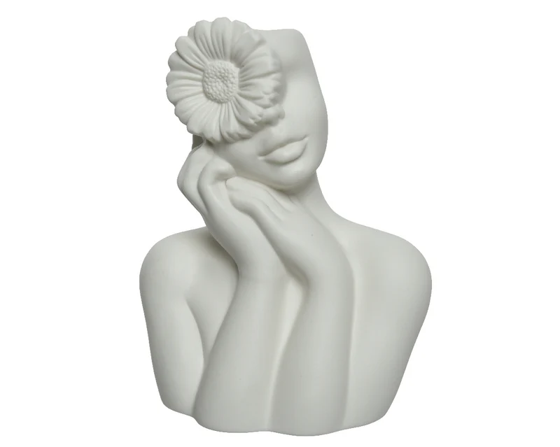 Keramik-Vase weiß 14.5x10x18.6cm