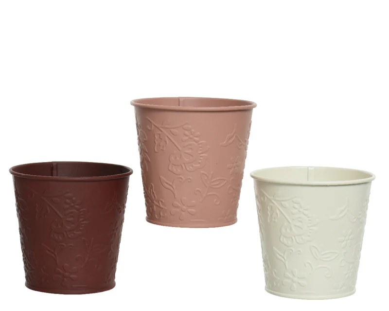 Pflanzgefäß Zink 3 Farben sortiert H10.6 D11cm