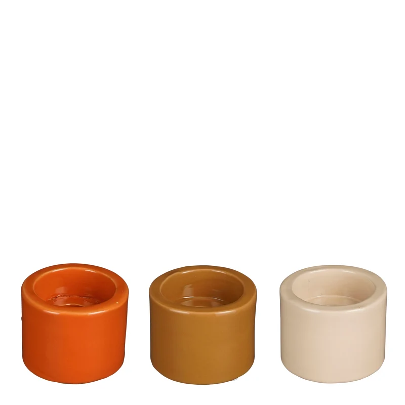 Kerzenhalter l. braun creme orange 3 sortiert - h5xd6,5cm