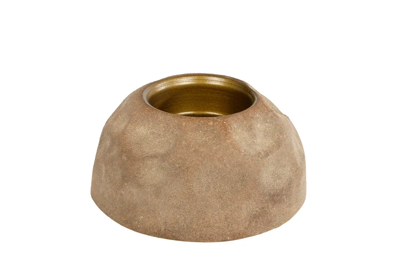 Teelicht "Tiffany" gold/cremefarbenes Metall 9x9x4,5xm