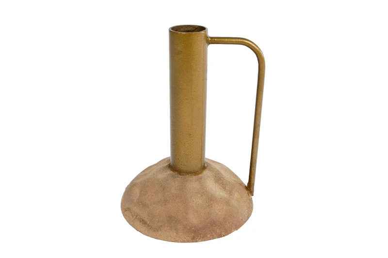 Kerzenleuchter "Tiffany" gold/cremefarbenes Metall 10x10x15cm