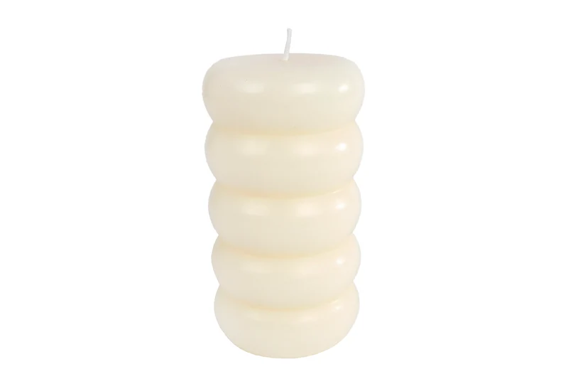 Kerze "Ringe" L creme 7.5x7.5x14cm