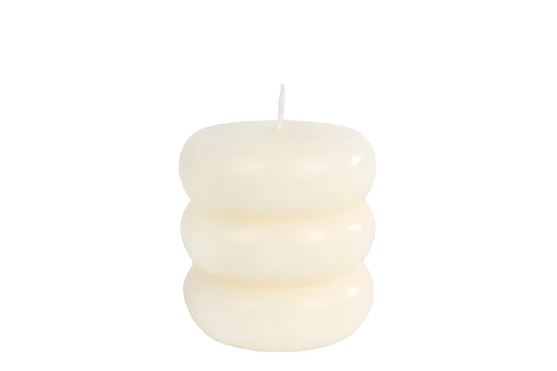 Kerze "Ringe" S creme 7.5x7.5x7.5cm