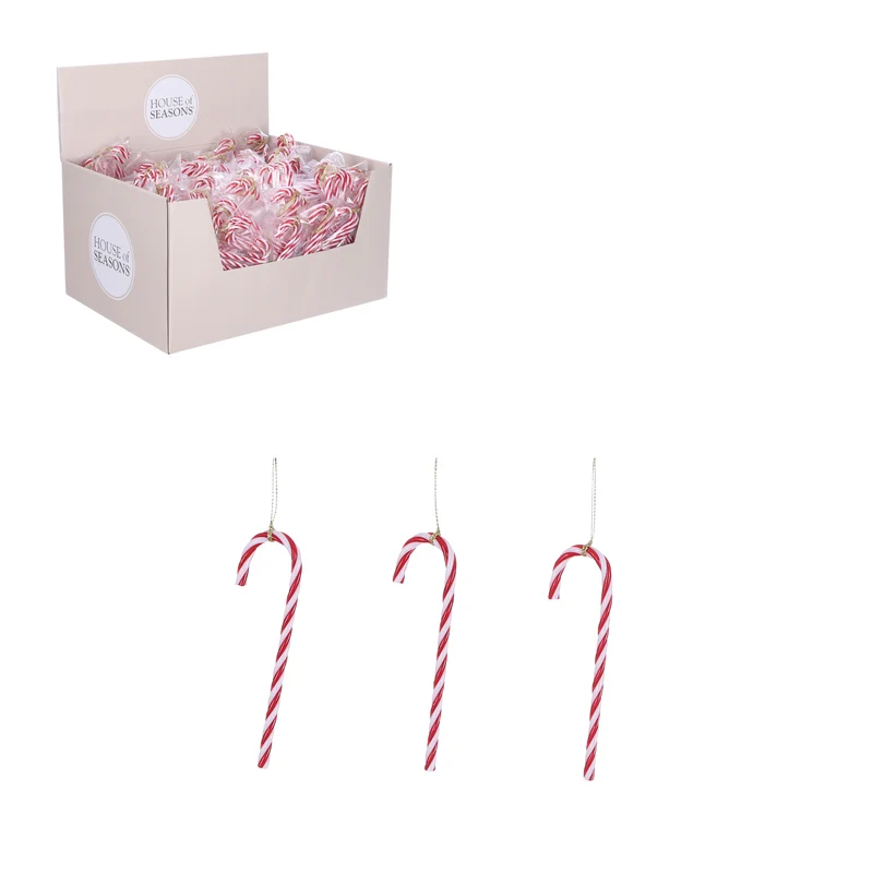 Ornament Zuckerstange rot 3 Stück - l3,5xh11,5cm