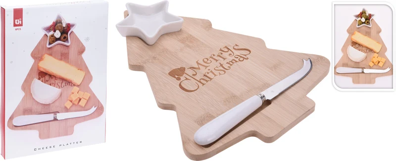 KÄSETELLER MIT SCHALE UND MESSER WEIHNACHTEN 35x10x3CM