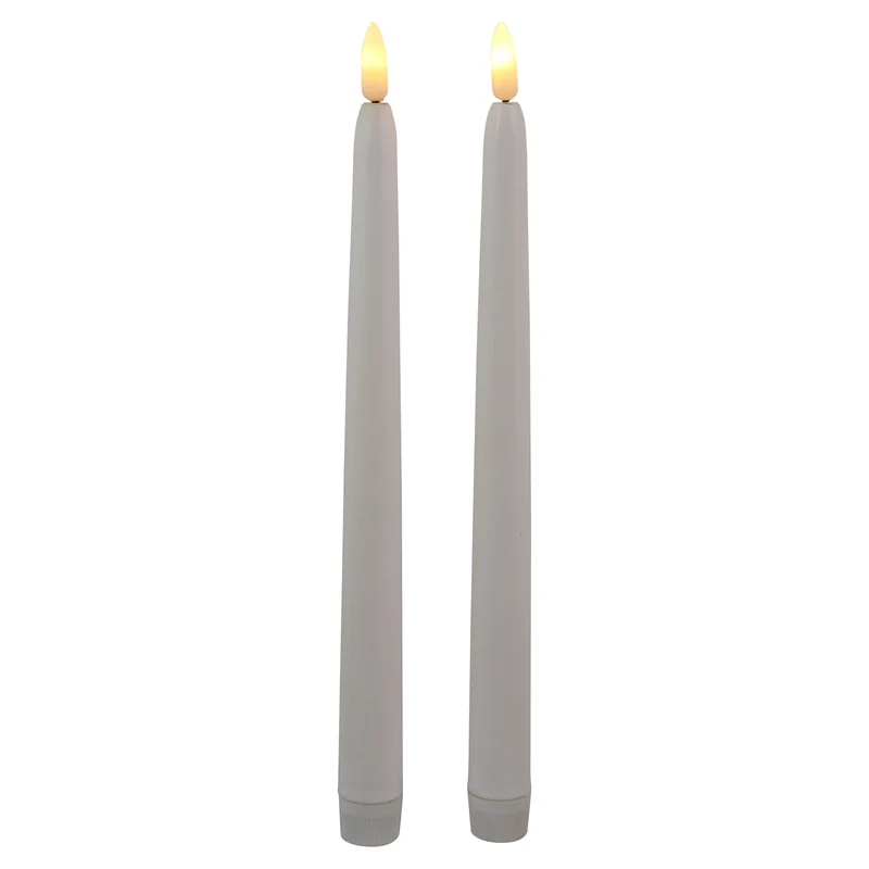 2er-Set LED-Dinnerkerze 28cm weiß mit Timer (exkl. 2xAA)