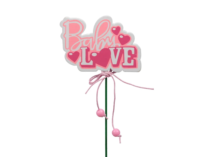 pb. 10 Holzdeko/Stick rosa 7,5x5 cm