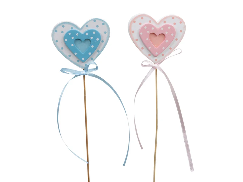 pb. 8 Baby-Herz/Stick rosa/blau 60x55 mm