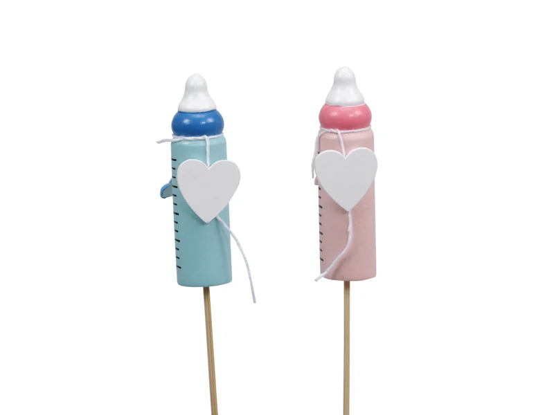 pb. 8 Babyflasche/Stick rosa/blau 60 mm
