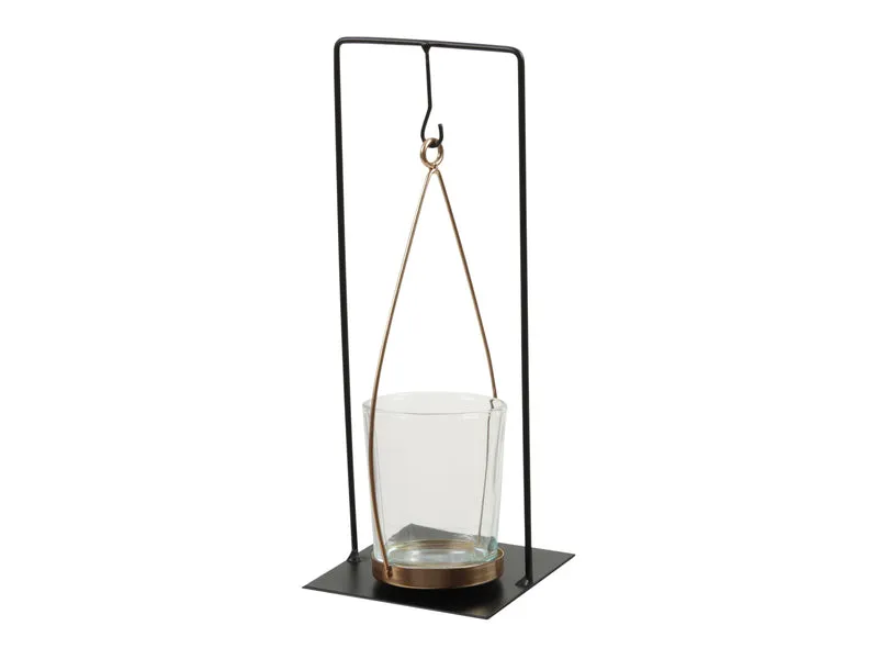 St. 1 Metall-Kerzenhalter schwarz/gold 8x8x21 cm