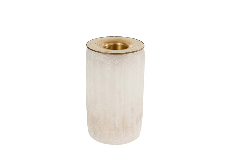 Kerzenleuchter "Bianca" creme/braun Glas 5x5x9cm