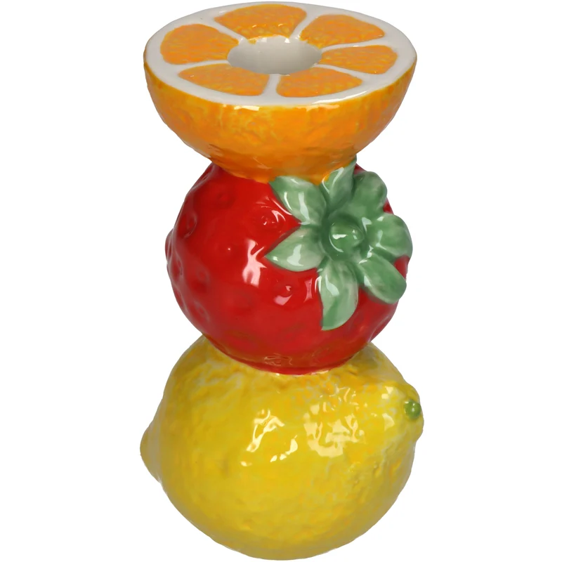 Kerzenständer Früchte Feines Steingut Multi 8,5x7,5x14,2cm