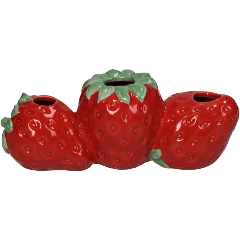 Vase Erdbeere Feine Steingut Rot 21x8.5x8.5cm