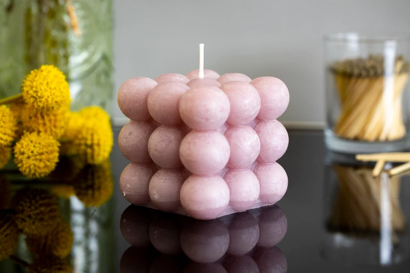Bubble Kerze 8x8x8 cm mauve rosa