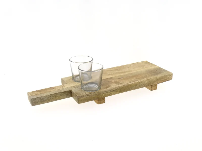Schneidebrett+Glas 40cm Natur