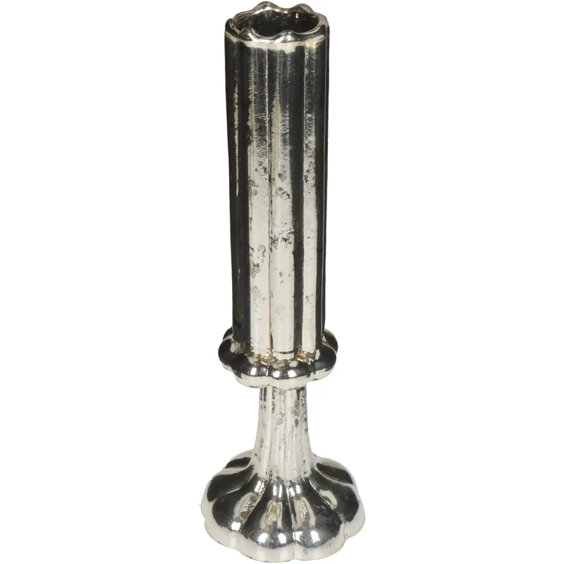 Vase Flöte Glas Silber 9x9x26.5cm