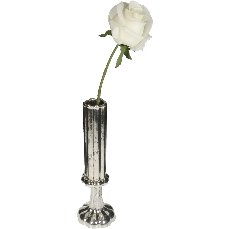 Vase Flöte Glas Silber 9x9x26.5cm