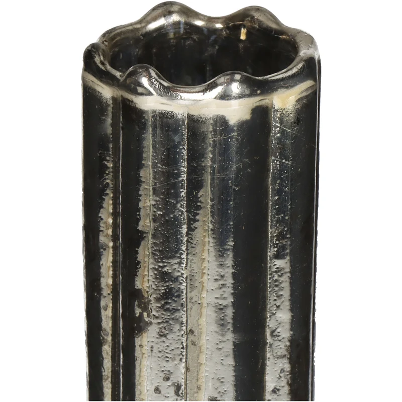 Vase Flöte Glas Silber 9x9x26.5cm