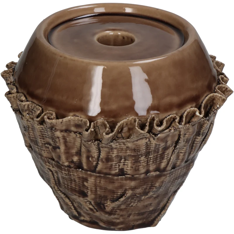 Kerzenständer Rinde Feines Steingut Braun 14.5x14.5x12.5cm