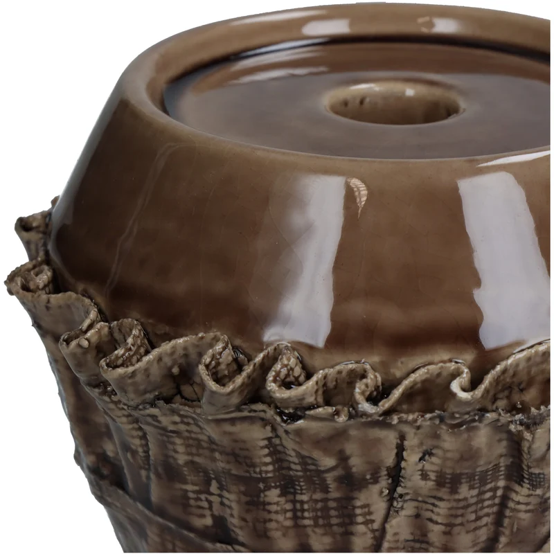 Kerzenständer Rinde Feines Steingut Braun 14.5x14.5x12.5cm