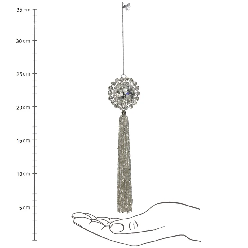 Ornament Quaste Metall Klar 21cm