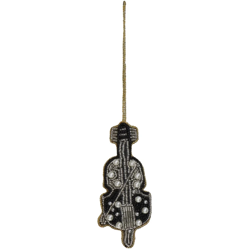 Ornament Violine Perlen Schwarz 11.5cm