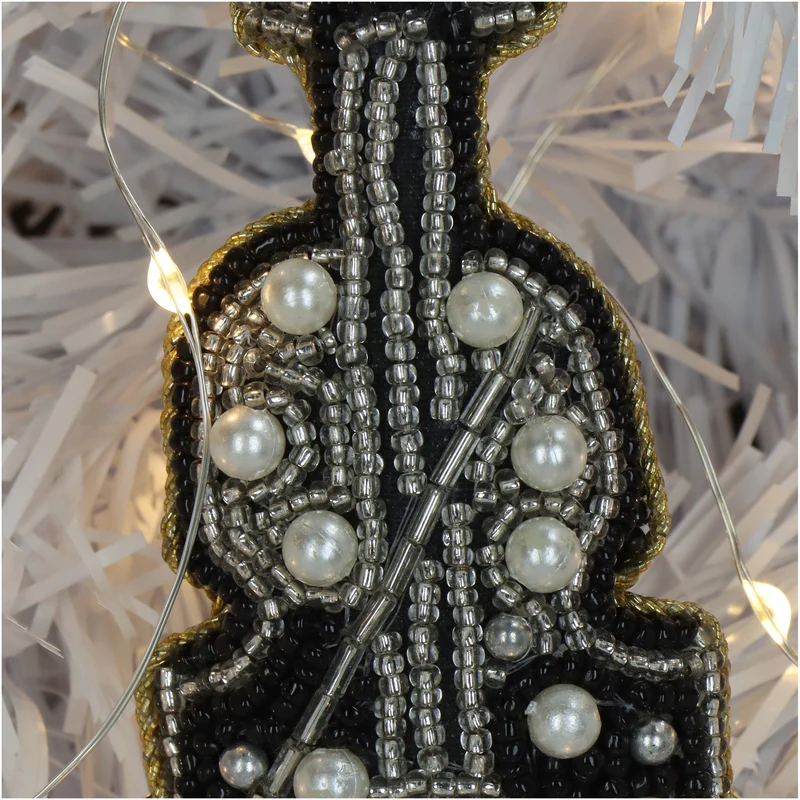 Ornament Violine Perlen Schwarz 11.5cm