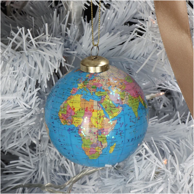 Ornament Globus Plastik Blau 8cm