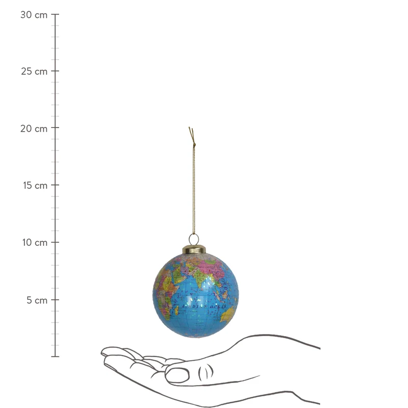 Ornament Globus Plastik Blau 8cm