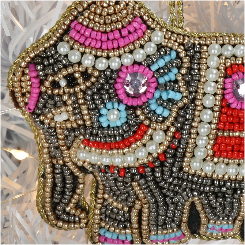 Ornament Elefant Perlen Multi 10cm
