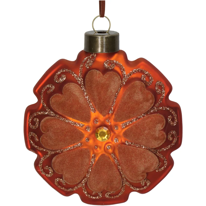 Ornament Scheibe Blume Velvet Terra 10cm