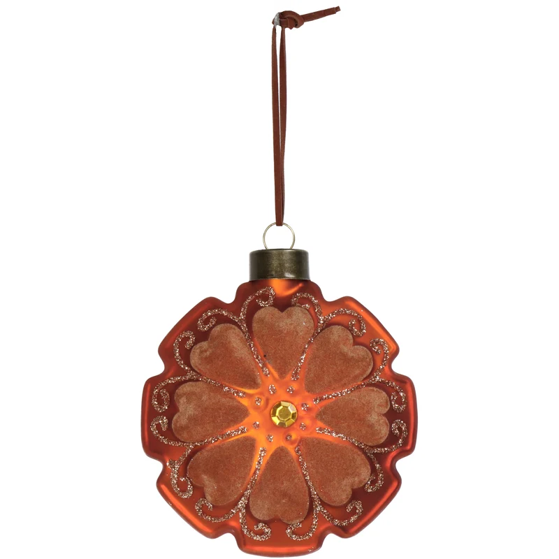 Ornament Scheibe Blume Velvet Terra 10cm