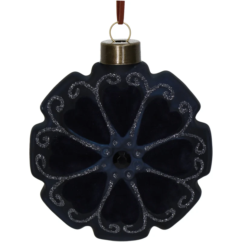 Ornamentscheibe Blume Samt Schwarz 10cm