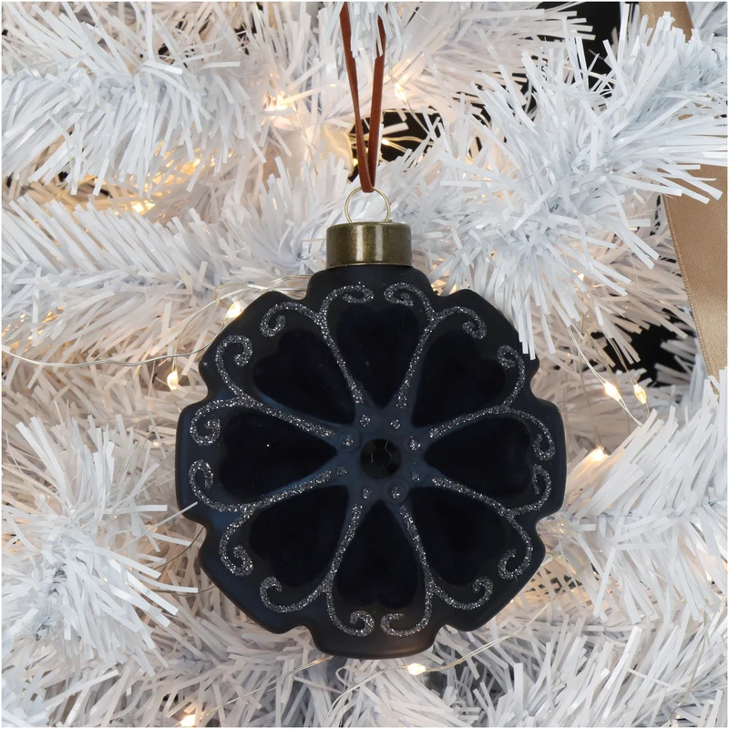 Ornamentscheibe Blume Samt Schwarz 10cm