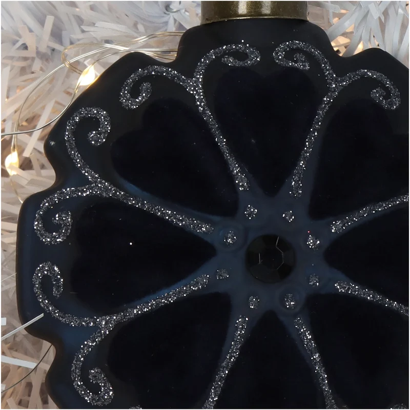 Ornamentscheibe Blume Samt Schwarz 10cm