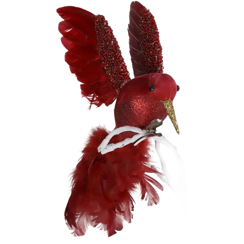 Ornament Vogel Feder Rot 17cm