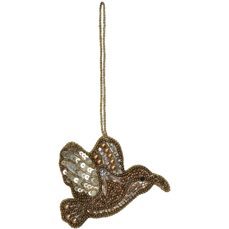 Ornament Vogel Perlen Gold 8.5cm