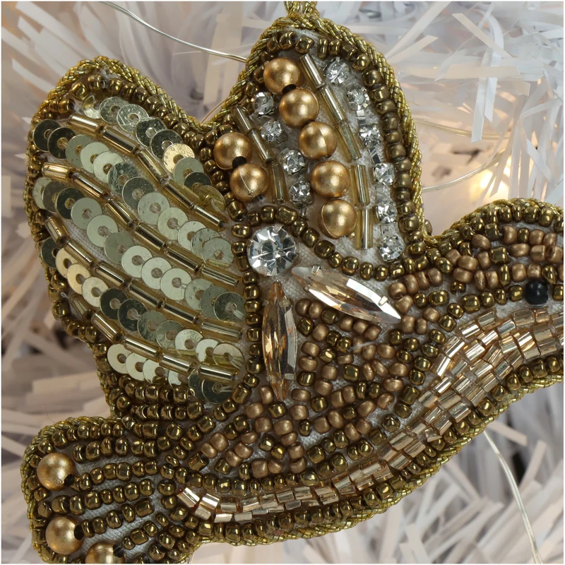 Ornament Vogel Perlen Gold 8.5cm