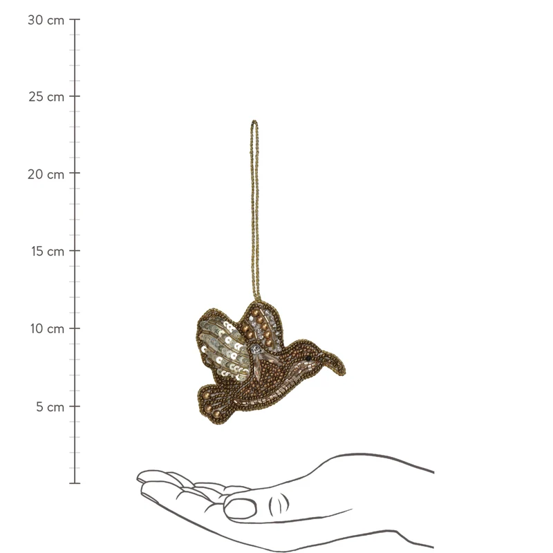 Ornament Vogel Perlen Gold 8.5cm