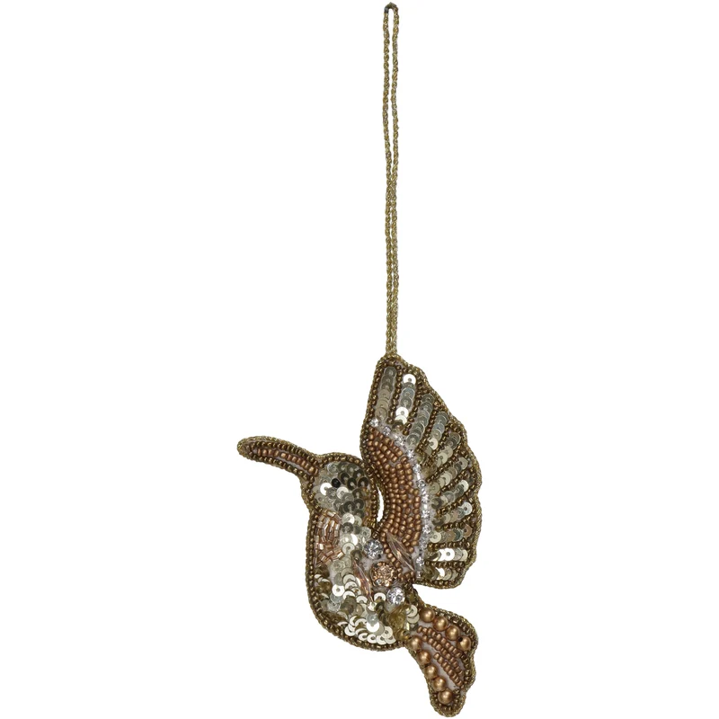 Ornament Vogel Perlen Gold 11.5cm