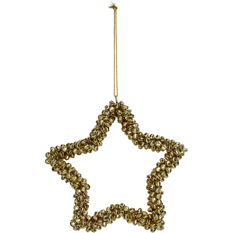 Ornament Glocken Stern Metall Gold 16cm