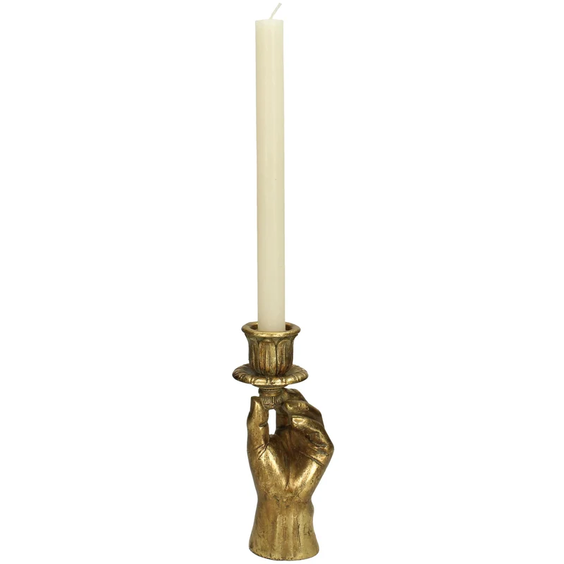 Kerzenständer Hand Polyresin Gold 8.5x7.5x20cm