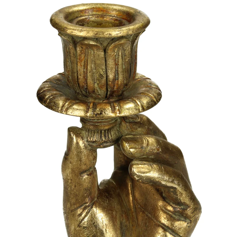 Kerzenständer Hand Polyresin Gold 8.5x7.5x20cm